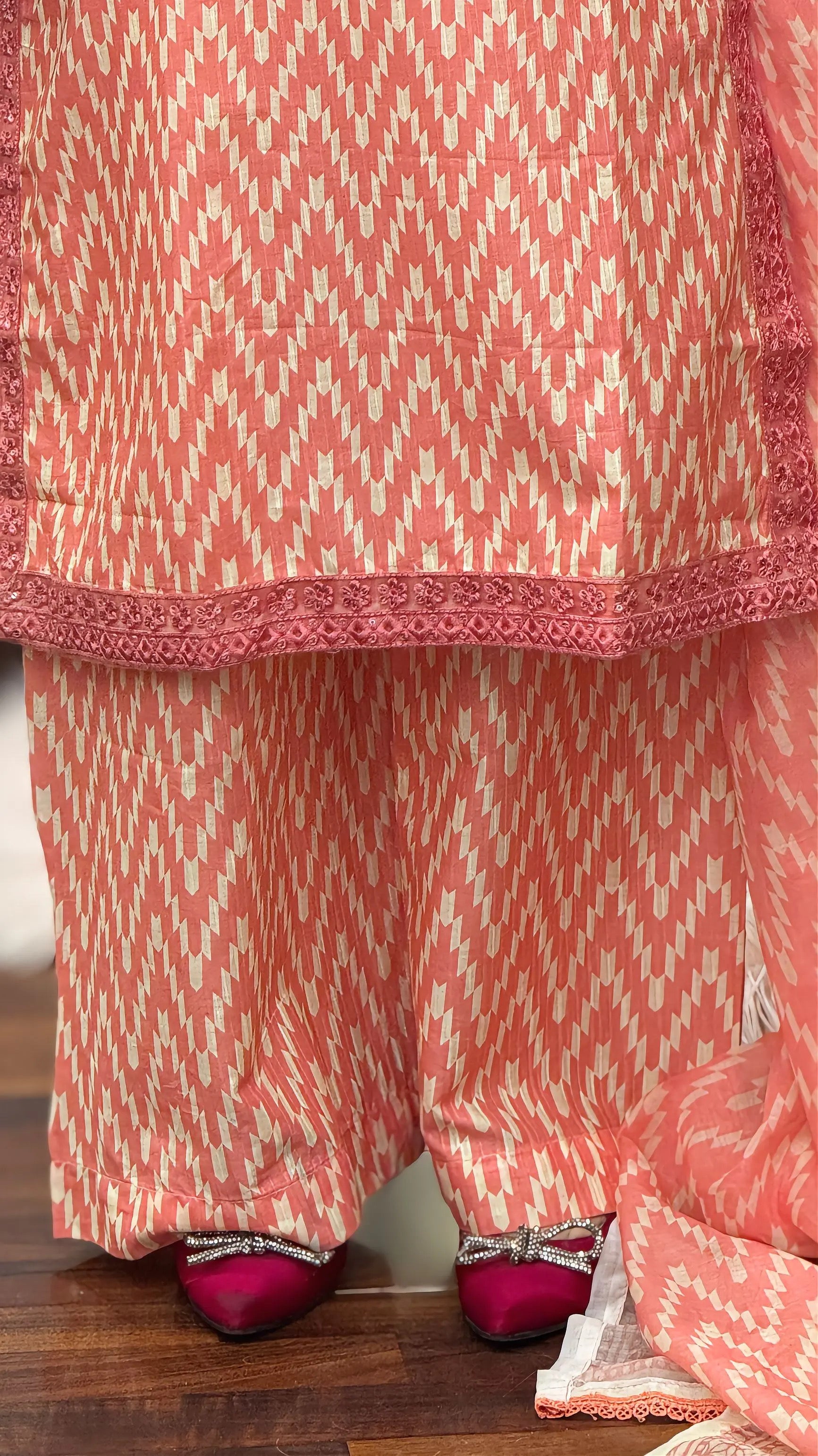 Veloura Peach 3PC With Free Hand Bag - Grace Stitch 